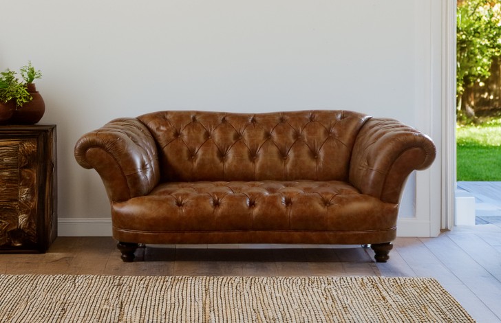 Lyme Vintage Tan Leather Sofa