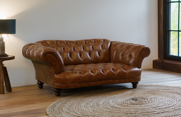 Lyme Vintage Tan Leather Sofa