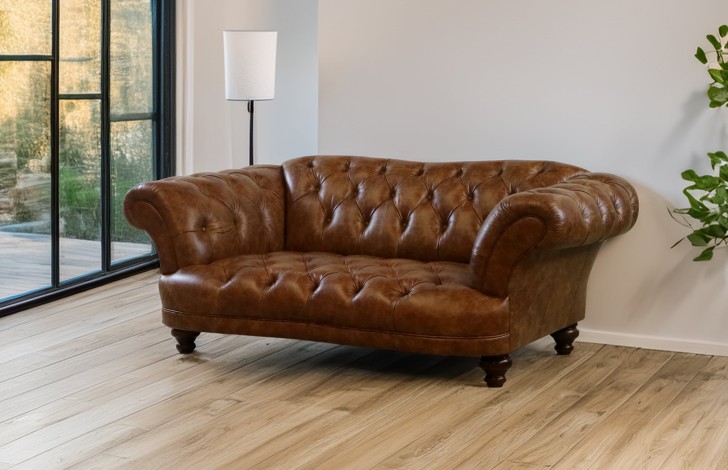 Lyme Vintage Tan Leather Sofa