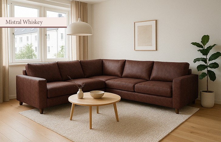 Drake Black Leather Corner Sofa