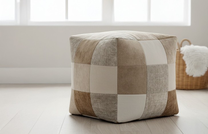Fabric Patchwork Cube Beanbag - 54 Panel