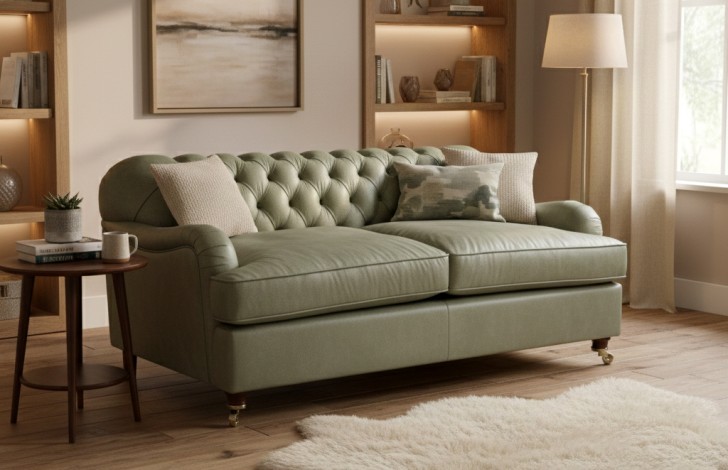 Harris Light Grey Leather Sofa