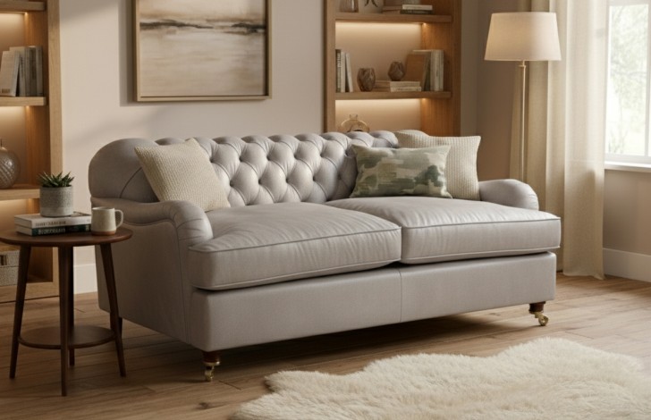 Harris Light Grey Leather Sofa