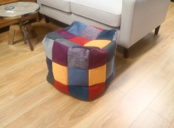 Patchwork Fabric Cube Stool - 54 Panel