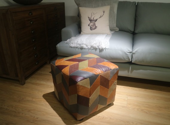 Leather Patchwork Stool