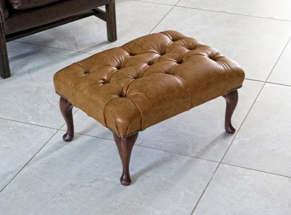 Queen Anne Leather Stool