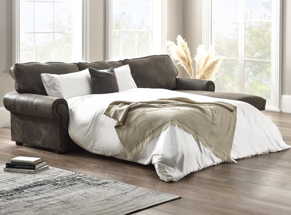 Portland Leather Chaise Storage Sofa Bed
