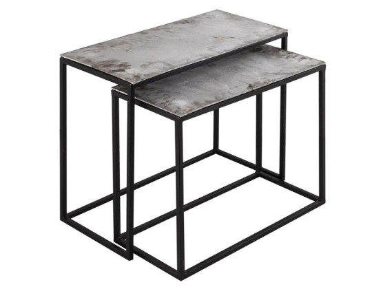Linear Silver Set Of Two Side Tables