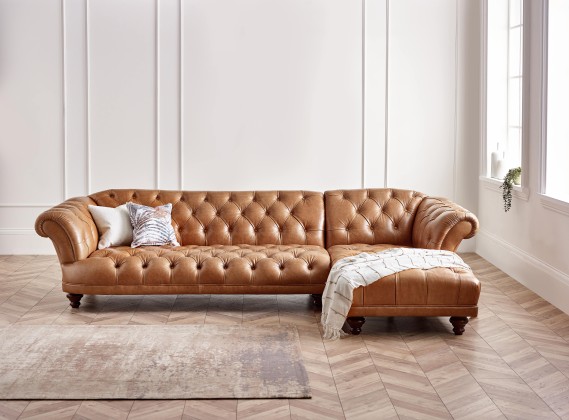 Lyme Chesterfield Right Hand Facing Chaise Sofa