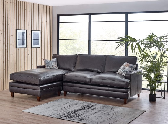 Everest Left Hand Facing Leather Chaise Sofa