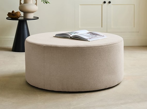 Percy Round Fabric Footstool