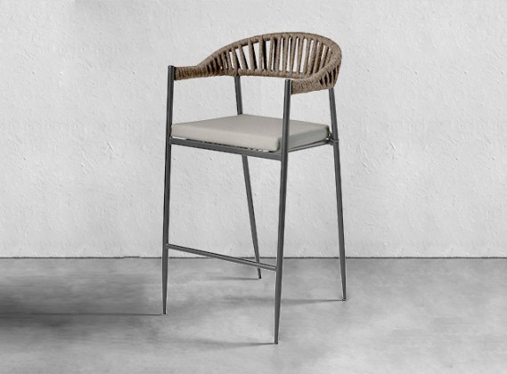 Trieste Rope Stool - Tan/ Taupe
