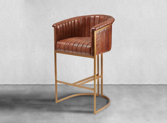 Old Fashioned Bar Stool - Pecan Leather