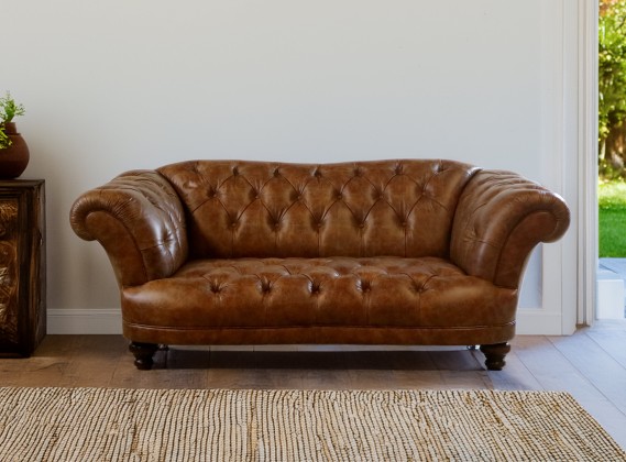 Lyme Vintage Tan Leather Sofa