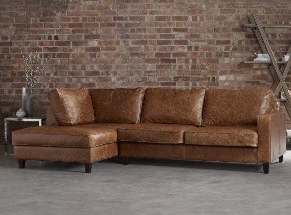 Drake Leather Chaise Sofa Left Hand Facing