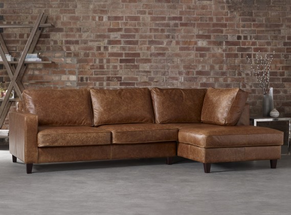 Drake Leather Chaise Sofa Right Hand Facing