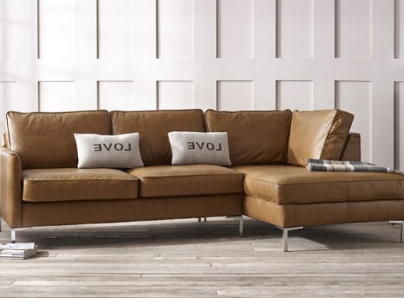 Columbus Leather Chaise Sofa