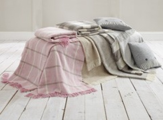 Beige Herringbone Throw