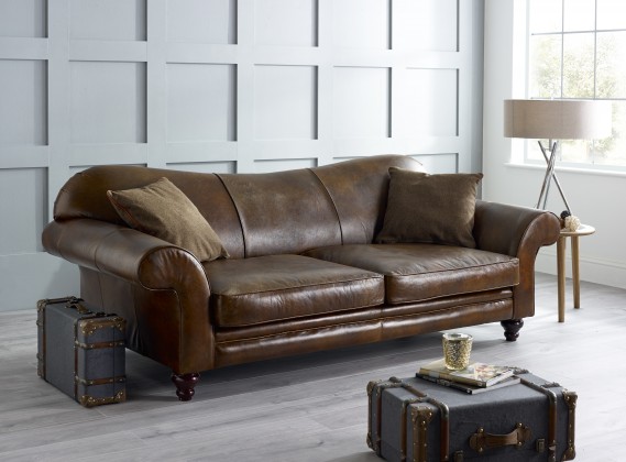 St Charles Hand Antiqued Leather Sofa