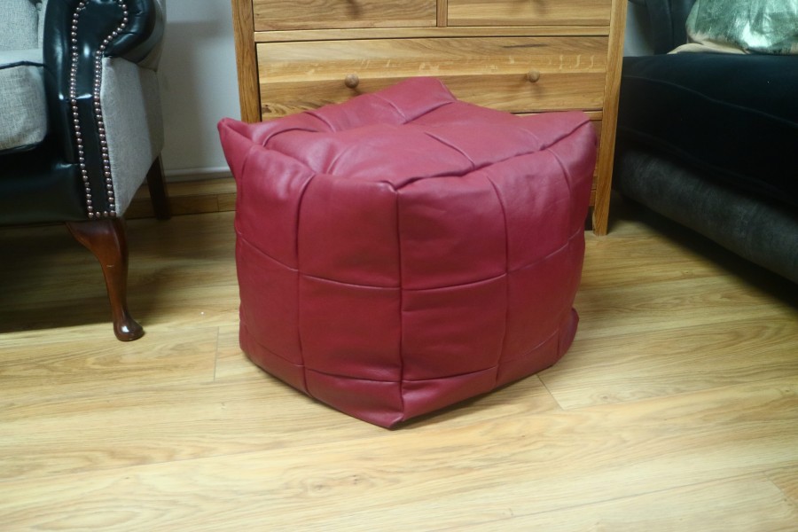 Leather Patchwork Cube Beanbag - 54 Panel