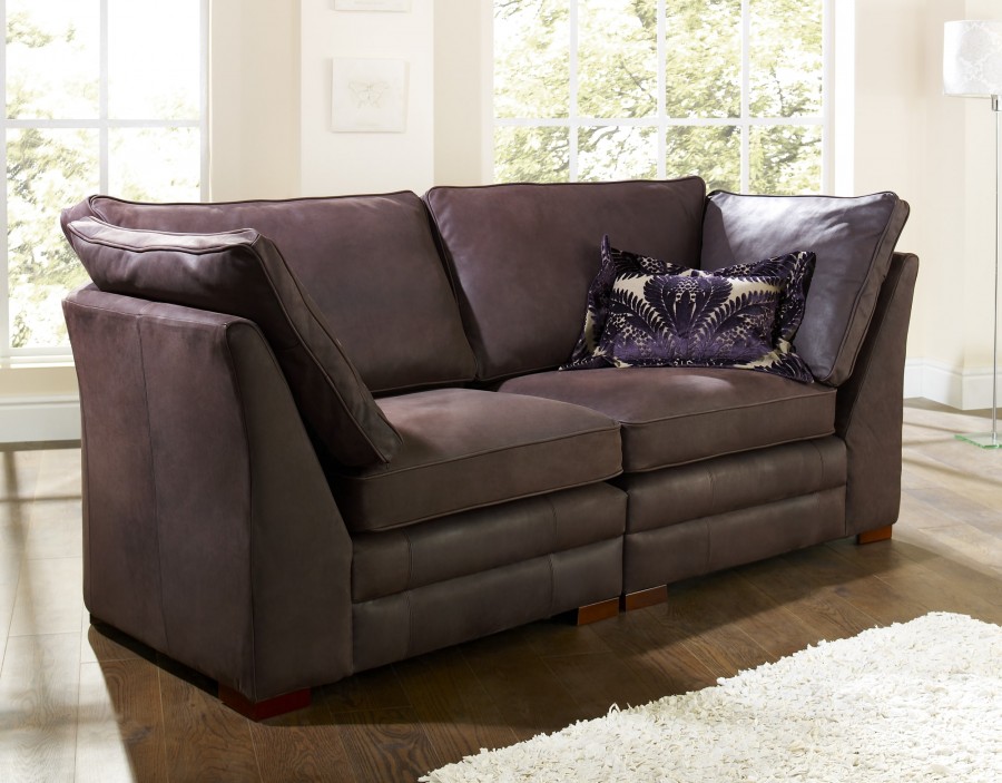 Reddish brown store leather sofa