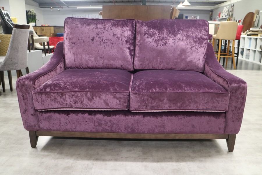 Hilary Modern Fabric Sofa - 2 Seater - Purple Velvet