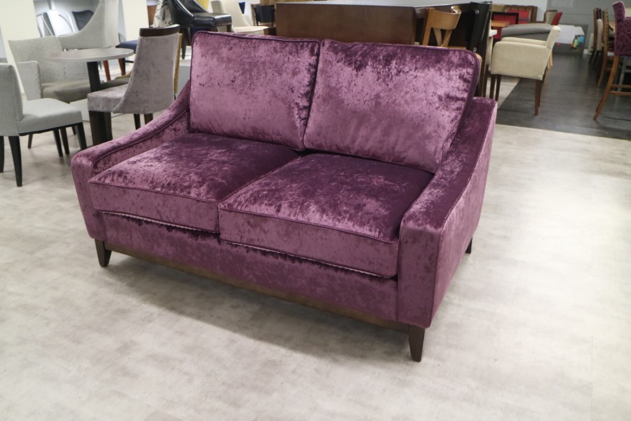 Hilary Modern Fabric Sofa - 2 Seater - Purple Velvet