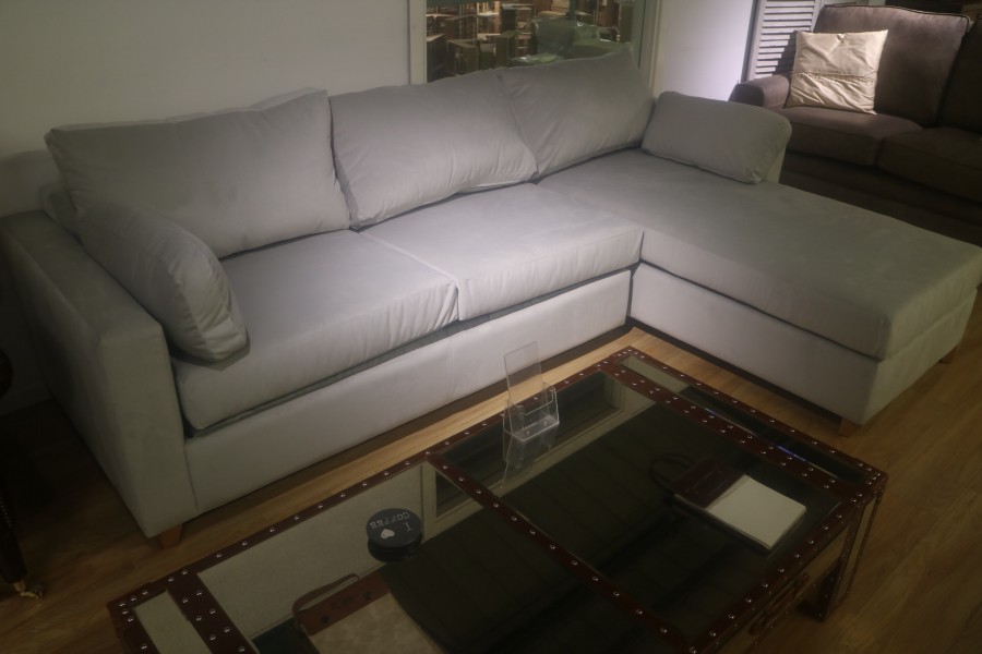 3str Sofa Bed x RHF Storage Chaise - Silver