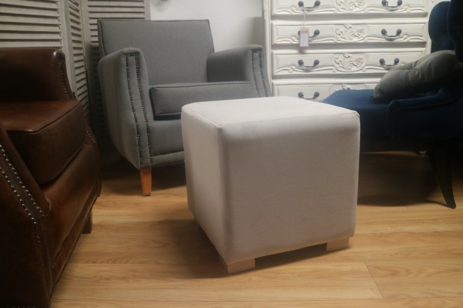 Fabric Cube Stool - Single Cube Stool - Grey Velvet