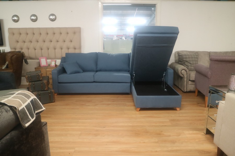 3str Sofa Bed x RHF Storage Chaise - Navy