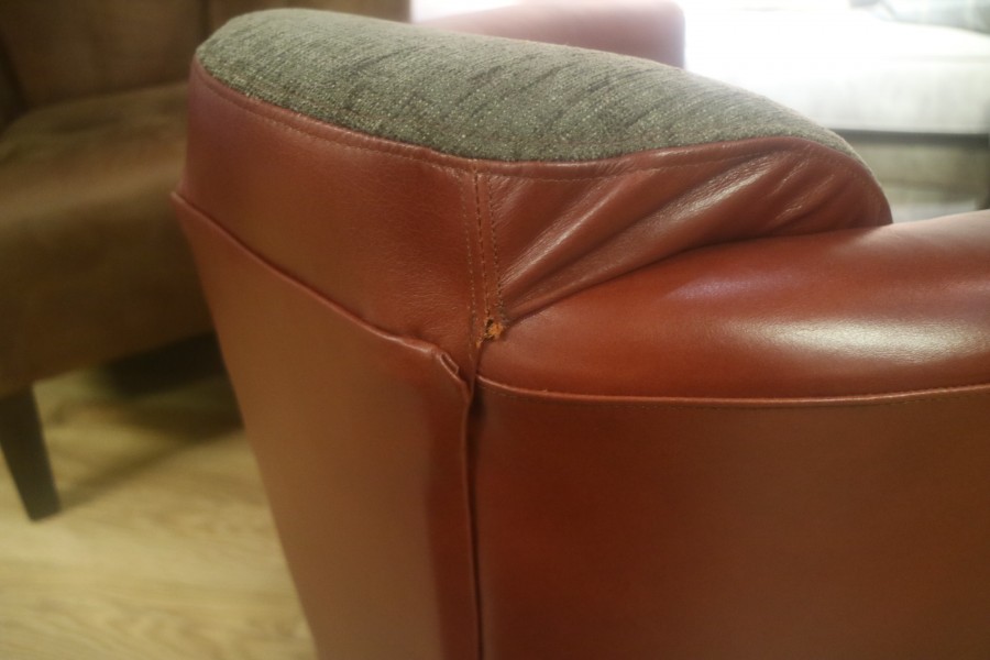 Hudson Leather Tub Chair - Hudson 1str Tub Chair - Leather Fabric Mix