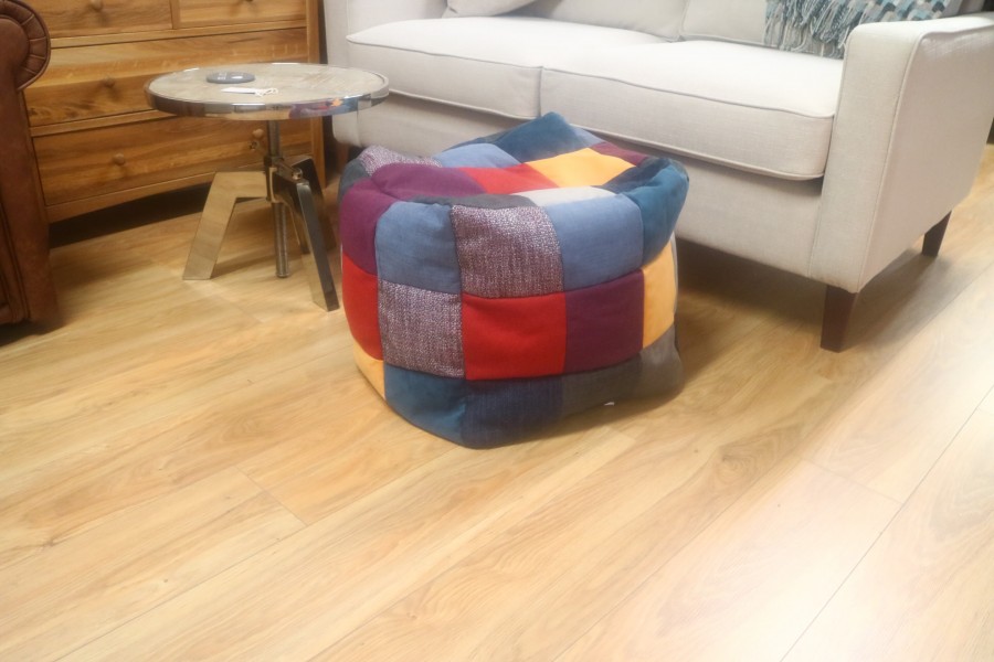 Fabric Patchwork Cube Stool - 54 Panel