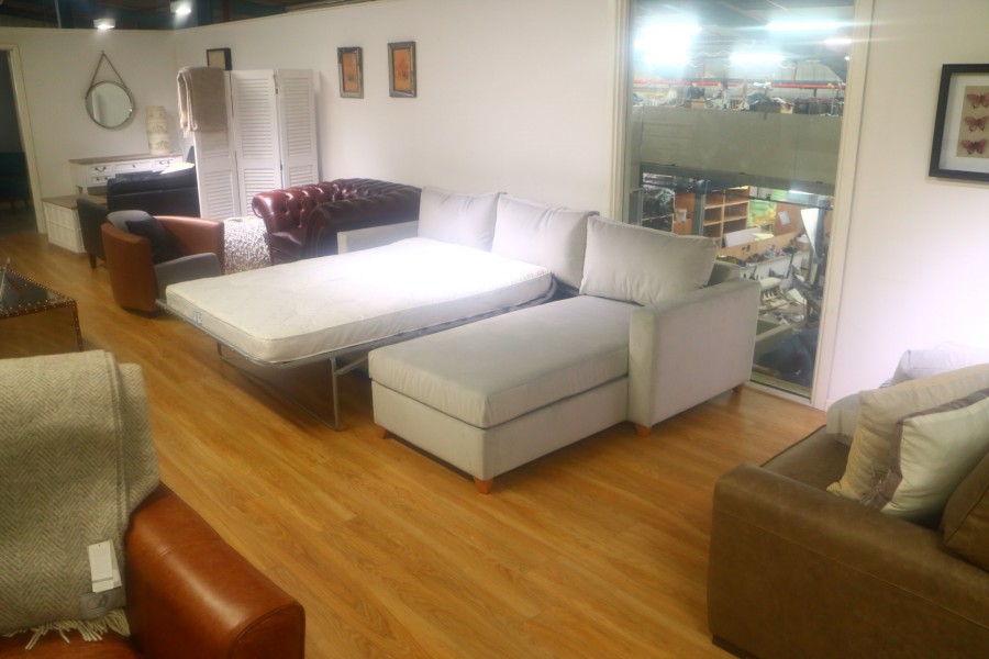 Ashwell 3str Sofa Bed x RHF Storage Chaise - Silver