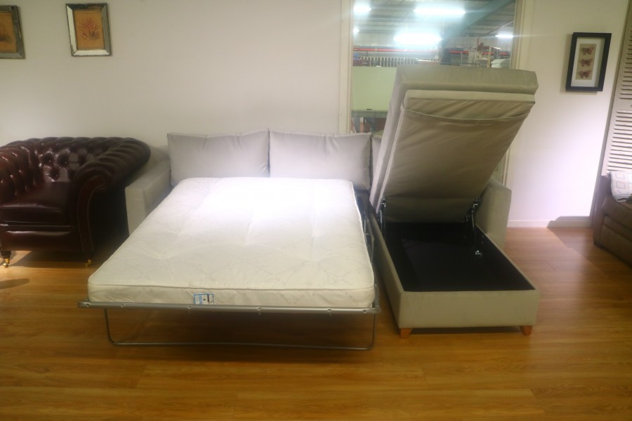 Ashwell 3str Sofa Bed x RHF Storage Chaise - Silver