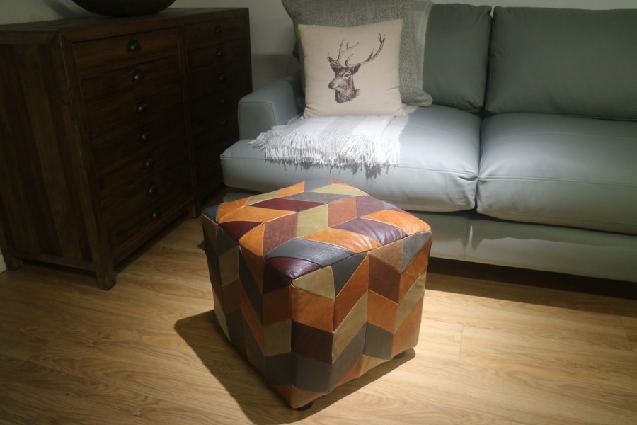 Leather Patchwork Stool