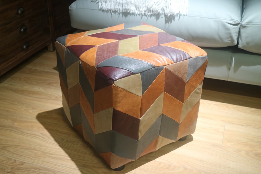 Leather Patchwork Stool