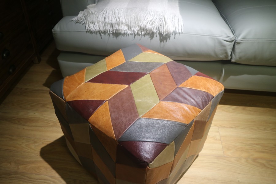 Leather Patchwork Stool