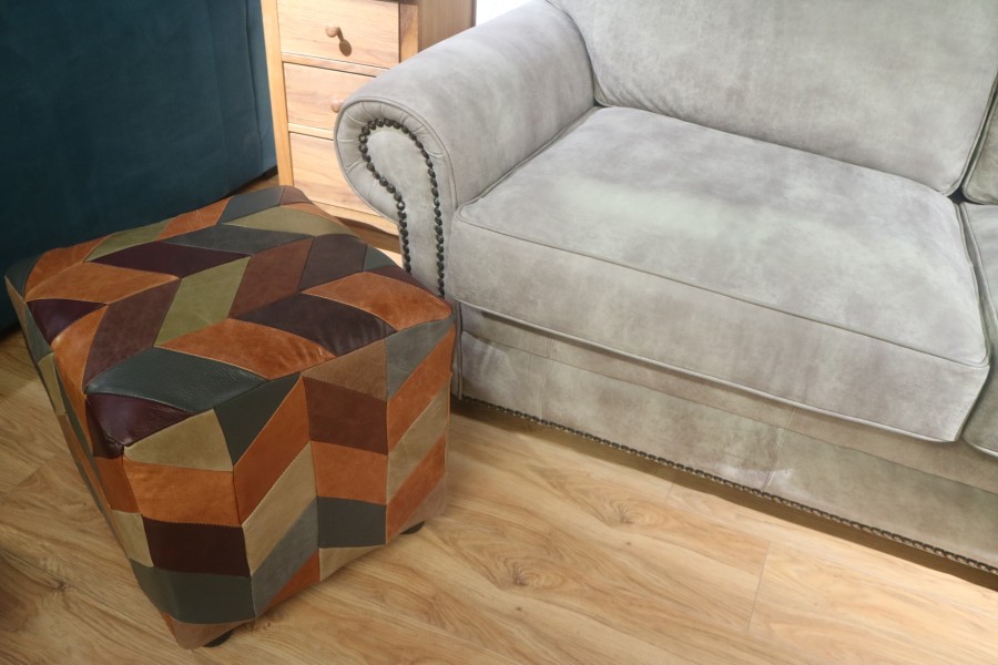 Patchwork Leather Stool