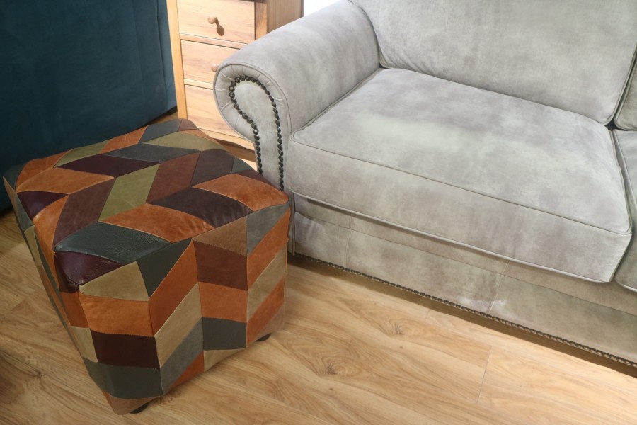 Leather Patchwork Stool