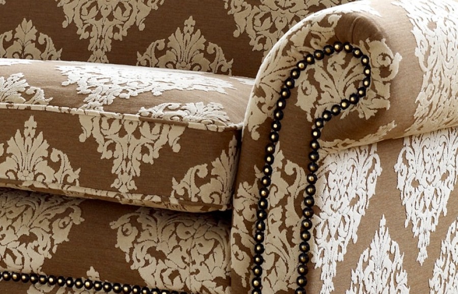 Rochester Designer Fabric Sofa - 2.5 Seater - Aubriet Lino Damson