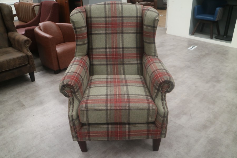 Leather Fabric Mix Ella Plaid, Leather And Fabric Chairs