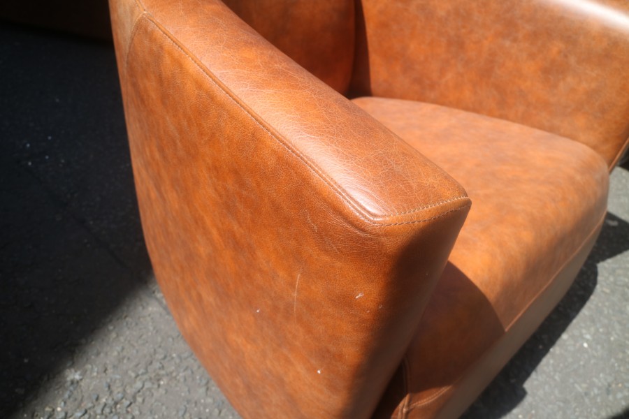 Hudson Leather Tub Chair - Hudson 1str Tub Chair - Vintage Tan