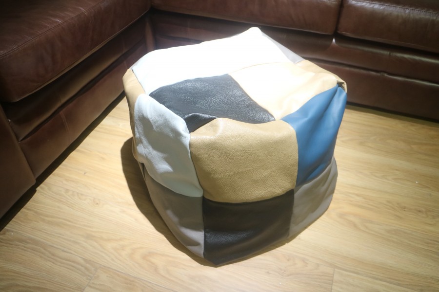 Patchwork Cube Beanbag - 24 panel - Patchwork Leather