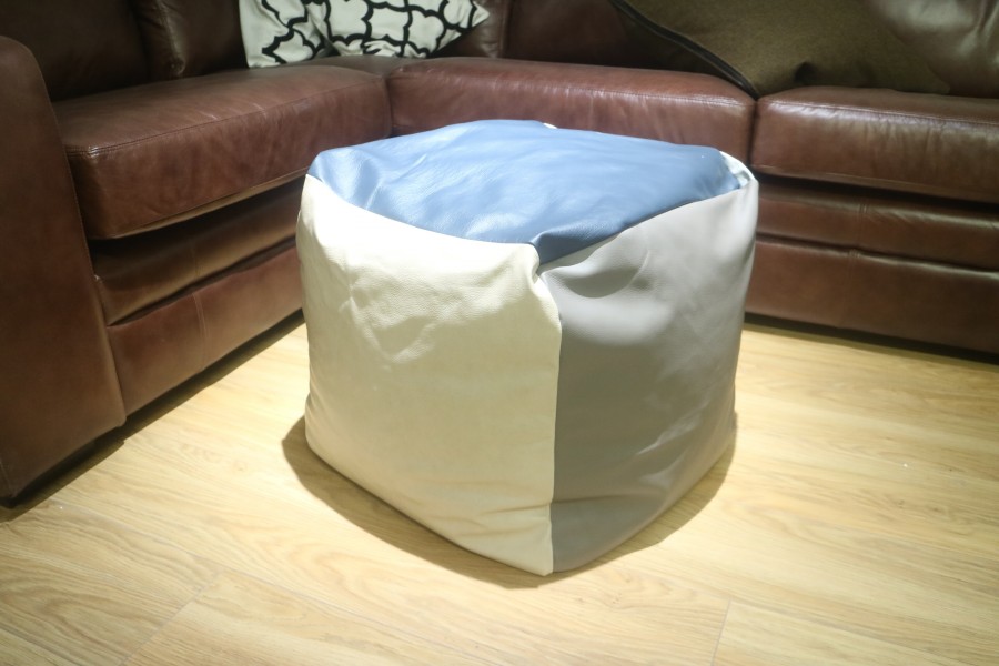 Leather Patchwork Cube Beanbag - Six Panel