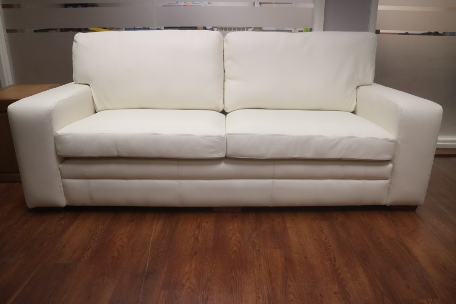 Abbey Leather Sofa - 3.5 Seater - Shelly Winter White