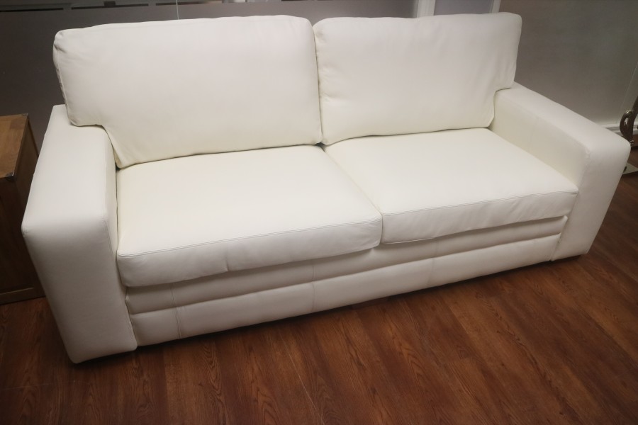 Abbey Leather Sofa - 3.5 Seater - Shelly Winter White