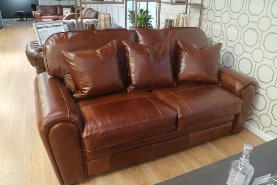 Chicago Leather Sofa - 3 Seater - Oliato Oak