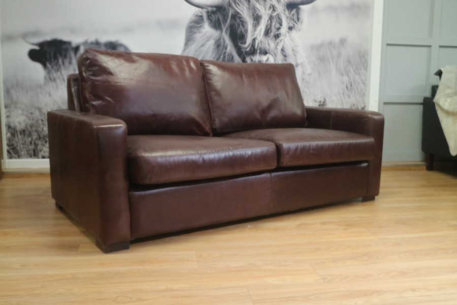 Sandler Leather Sofa - 3 Seater - Dark Brown