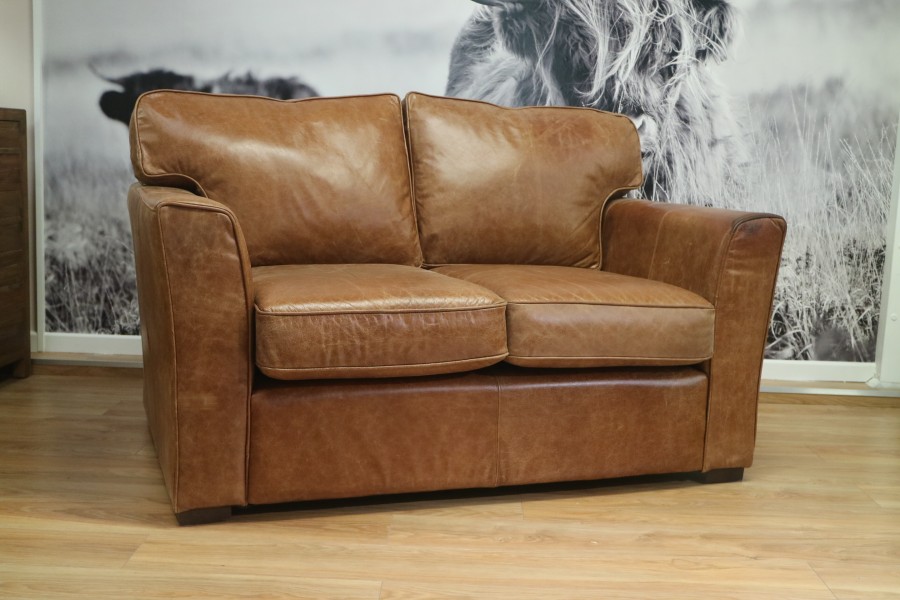 Torino Comfy Leather Sofa - 2 Seater - Sorrento Tan