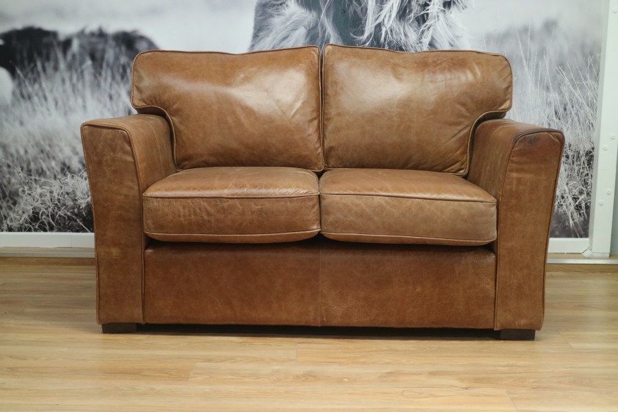 Torino Comfy Leather Sofa - 2 Seater - Sorrento Tan